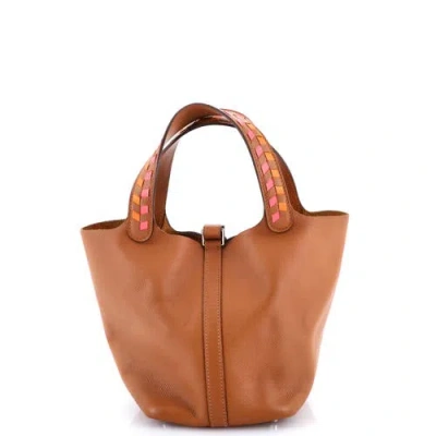 Pre-owned Hermes  Hermes Picotin Lock Bag Tressage Epsom Pm In Brown