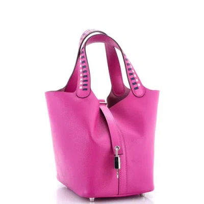 Pre-owned Hermes  Hermes Picotin Lock Bag Tressage Epsom Pm In Purple