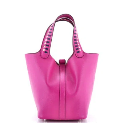 Pre-owned Hermes  Hermes Picotin Lock Bag Tressage Epsom Pm In Purple