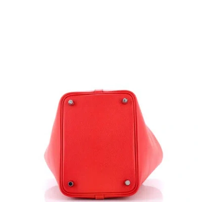 Pre-owned Hermes  Hermes Picotin Lock Bag Tressage Epsom Pm In Red