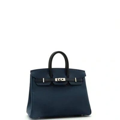 Pre-owned Hermes  Hermes Birkin Handbag Tricolor Epsom With Palladium Hardware 25 In Blue