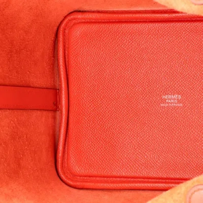 Pre-owned Hermes  Hermes Picotin Lock Bag Tressage Epsom Pm In Red