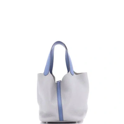Pre-owned Hermes  Hermes Bicolor Picotin Lock Bag Clemence With Swift Mm In Gray
