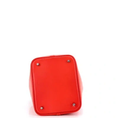 Pre-owned Hermes  Hermes Picotin Lock Bag Tressage Epsom Pm In Red