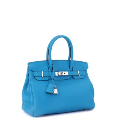 Pre-owned Hermes  Hermes Birkin Handbag Verso Togo With Palladium Hardware 30 In Blue