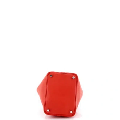 Pre-owned Hermes  Hermes Picotin Lock Bag Tressage Epsom Pm In Red
