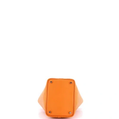 Pre-owned Hermes  Hermes Picotin Lock Bag Tressage Epsom Pm In Orange