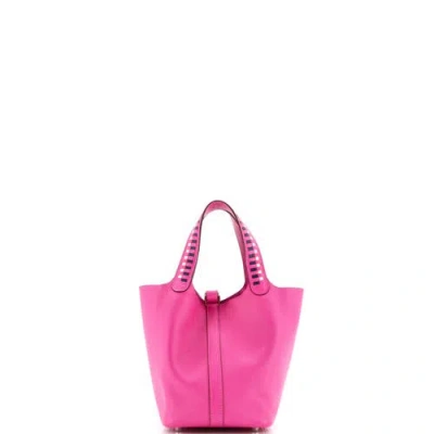 Pre-owned Hermes  Hermes Picotin Lock Bag Tressage Epsom Pm In Purple