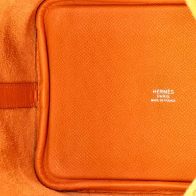 Pre-owned Hermes  Hermes Picotin Lock Bag Tressage Epsom Pm In Orange