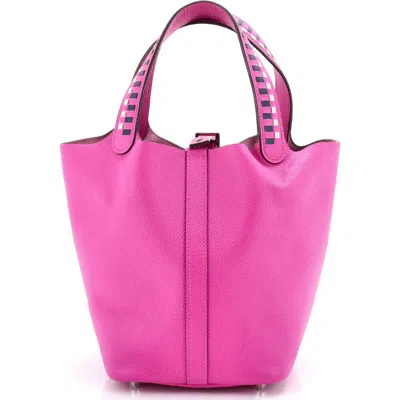 Pre-owned Hermes  Hermes Picotin Lock Bag Tressage Epsom Pm In Purple