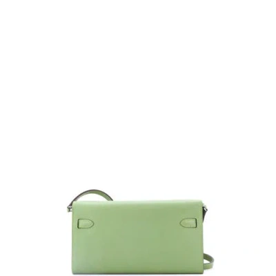 Pre-owned Hermes  Hermes Kelly To Go Wallet Verso Epsom In Green