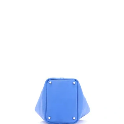 Pre-owned Hermes  Hermes Picotin Lock Bag Tressage Epsom Pm In Blue
