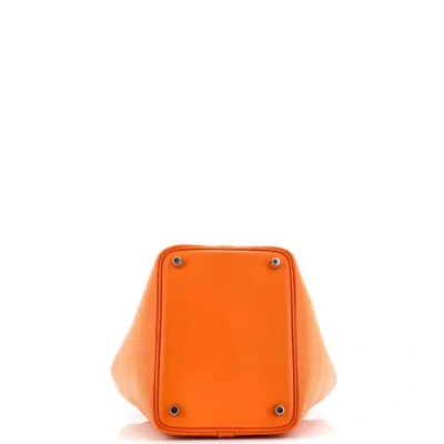 Pre-owned Hermes  Hermes Picotin Lock Bag Tressage Epsom Pm In Orange