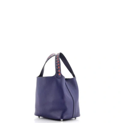 Pre-owned Hermes  Hermes Picotin Lock Bag Tressage Epsom Pm In Purple