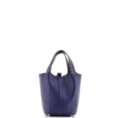 Pre-owned Hermes  Hermes Picotin Lock Bag Tressage Epsom Pm In Purple