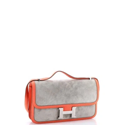 Pre-owned Hermes  Hermes Constance Elan Bag Doblis Suede With Swift 25 In Gray