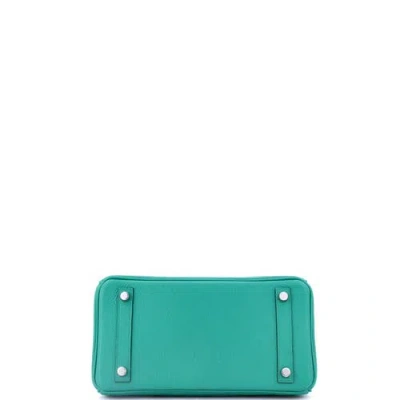 Pre-owned Hermes  Hermes Birkin Handbag Verso Novillo With Palladium Hardware 25 In Green