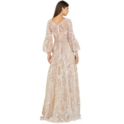 Lara New York V Neckline Long Sleeve Gown In Neutral