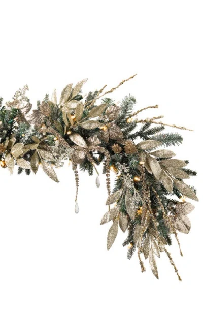 Balsam Hill Champagne And Crystal Garland In Green