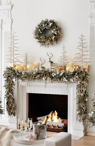 Balsam Hill Champagne And Crystal Garland In Green