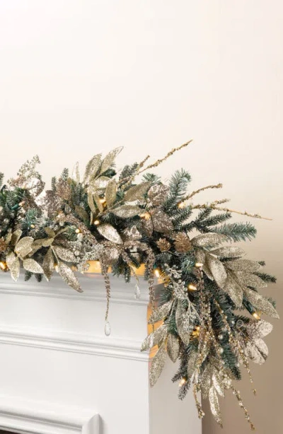 Balsam Hill Champagne And Crystal Garland In Green