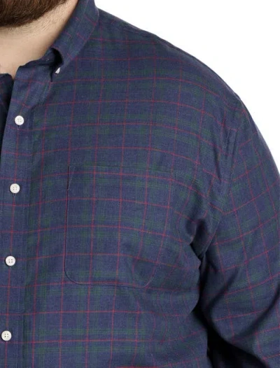 Oak Hill By Dxl Big & Tall Heathered Plaid Sport Shirt In Blue