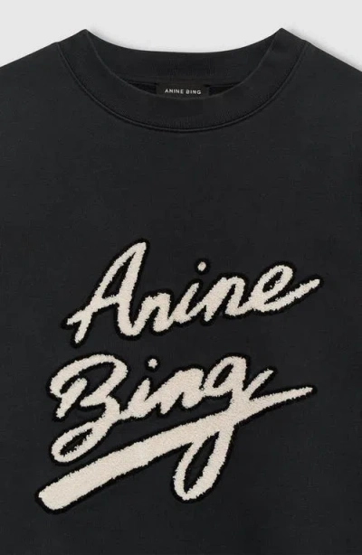 Anine Bing Miles Sweatshirt Chenille Signature Woman Black In Black