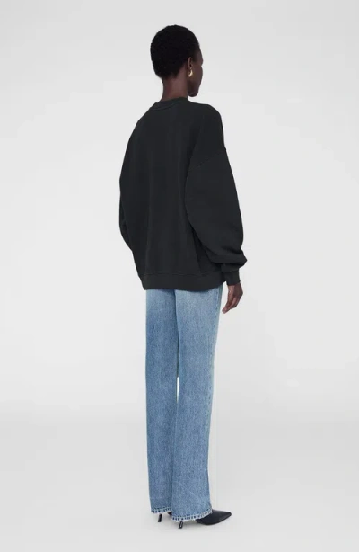 Anine Bing Miles Sweatshirt Chenille Signature Woman Black In Black