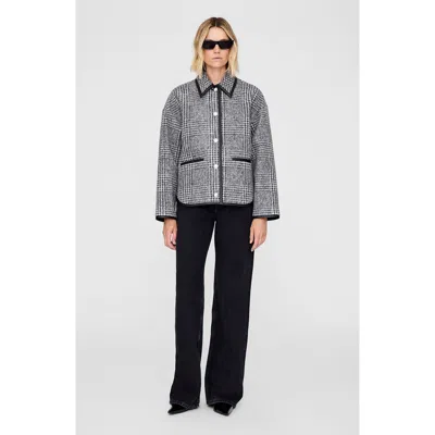 Anine Bing Camden Black And Grey Check Jacket In Gray