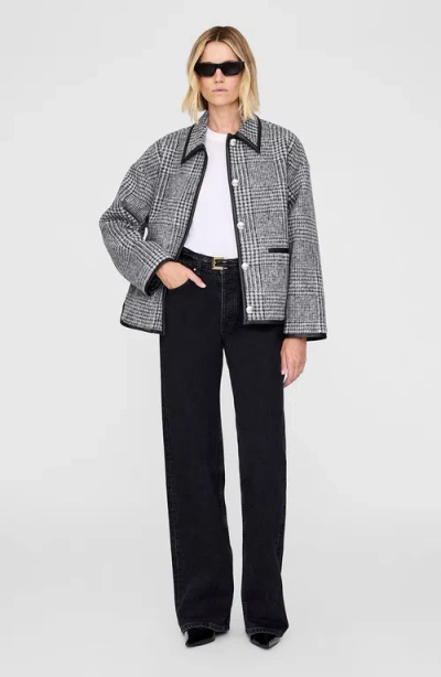 Anine Bing Camden Black And Grey Check Jacket In Gray
