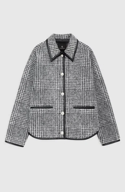 Anine Bing Camden Black And Grey Check Jacket In Gray