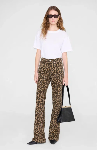 Anine Bing Hugh High Rise Jeans In Leopard In Brown