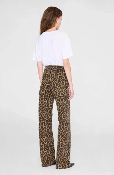 Anine Bing Hugh High Rise Jeans In Leopard In Brown