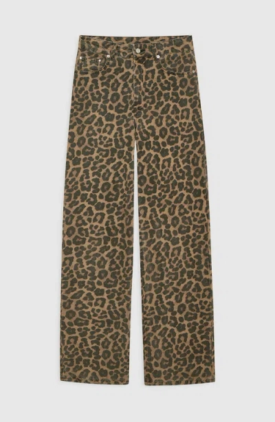 Anine Bing Hugh High Rise Jeans In Leopard In Brown