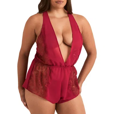 Adore Me Lizzy Romper Lingerie In Red