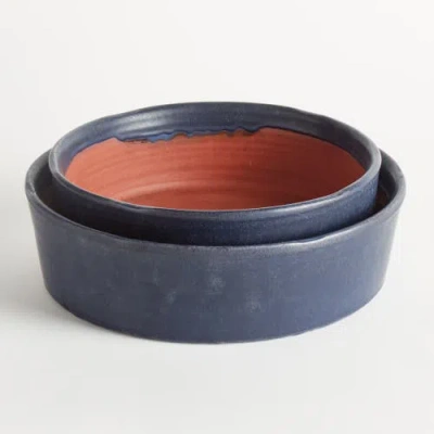 Napa Home & Garden Studio Decorative Low Bowls, Set Of 2 In Blue