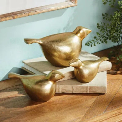 Napa Home & Garden Birds Of A Feather Sculptures Decorative Objects Set Of 3 In Gold