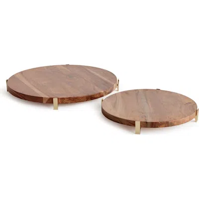 Napa Home & Garden Cherie Round Stand Serving Boards Set Of 2 In Brown