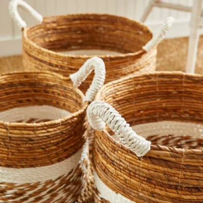 Napa Home & Garden Key Largo Round Baskets Set Of 3 In Brown