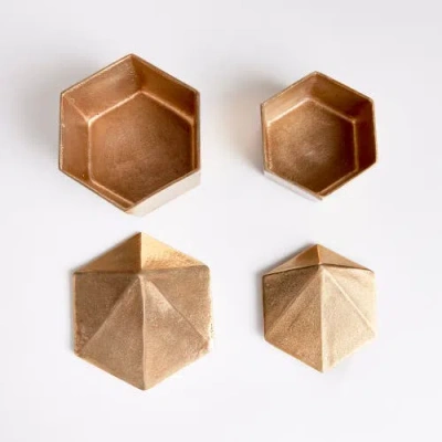 Napa Home & Garden Set Of 2 Luca Lidded Boxes In Gold