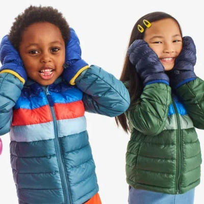 Primary Kids Lightweight Puffer Mittens In Blue