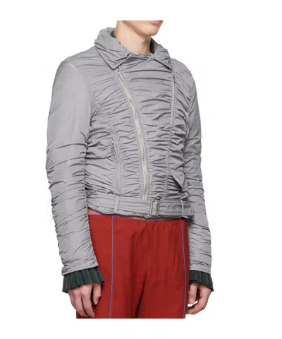 Open Yy Pleated Bomber Jacket In Gray
