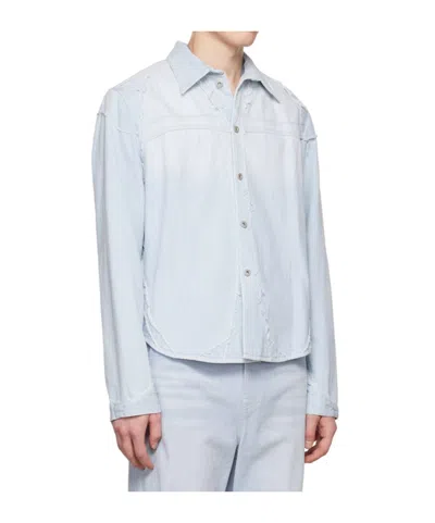 Open Yy Ripped Denim Jacket In Blue