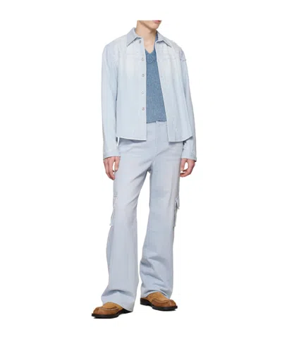 Open Yy Ripped Denim Jacket In Blue