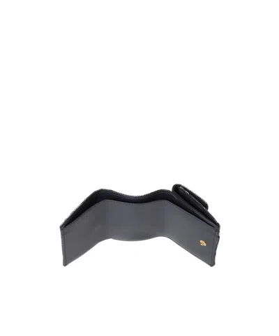 Fendi Micro Baguette Wallet In Jacquard Ff Denim Effect In Black