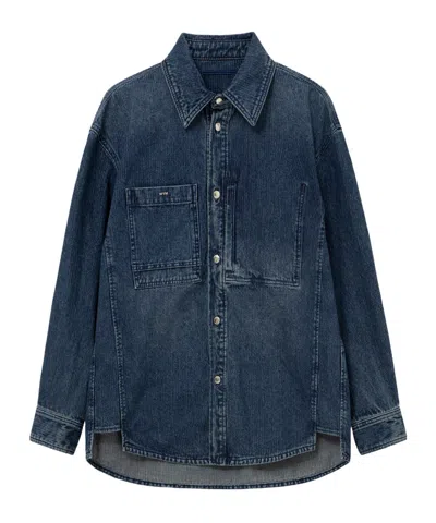 Wooyoungmi Denim Shirt With Back Logo In Blue