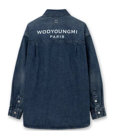 Wooyoungmi Denim Shirt With Back Logo In Blue