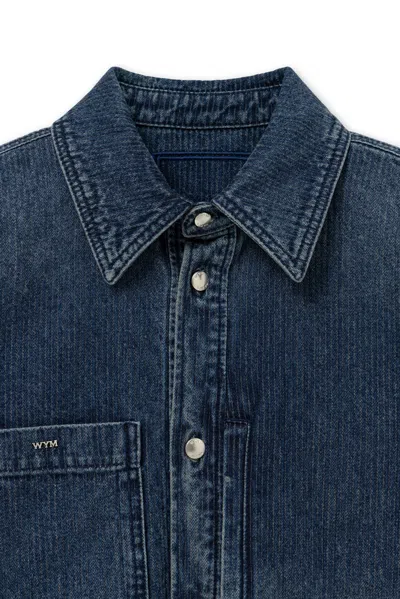 Wooyoungmi Denim Shirt With Back Logo In Blue