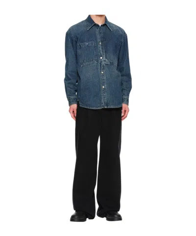 Wooyoungmi Denim Shirt With Back Logo In Blue