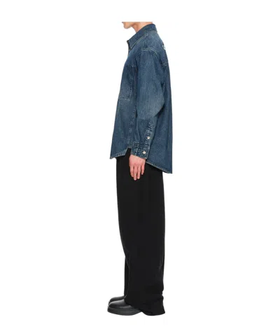 Wooyoungmi Denim Shirt With Back Logo In Blue